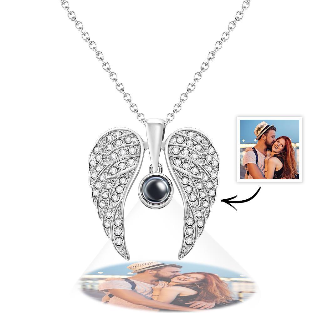 Personalized Picture Projection Necklace with Sliver Wings Special Present for Thanksgiving Day - soufeelmy