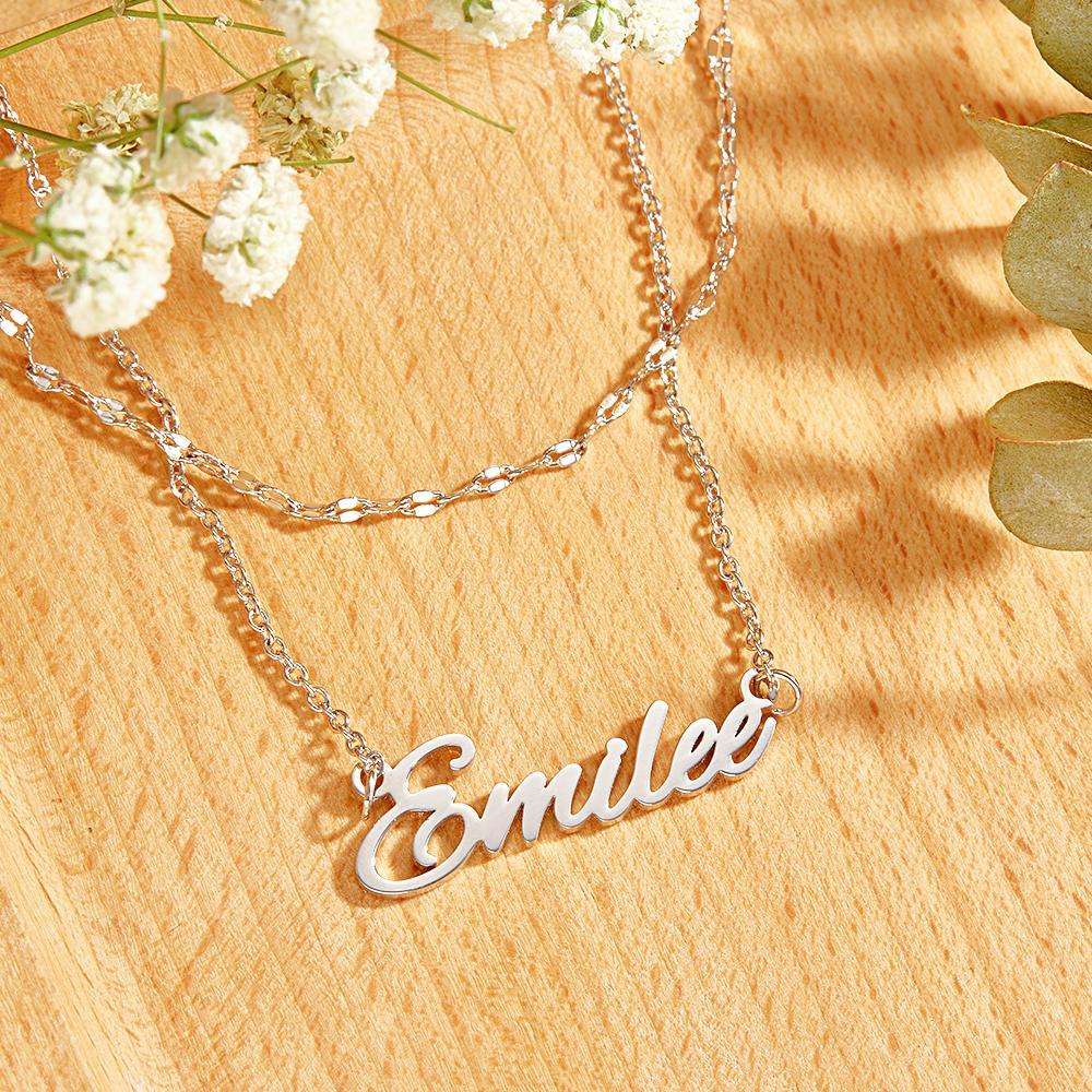 Layered Custom Necklace Personnalized Name Necklace Anniversary Gifts for Her - soufeelmy