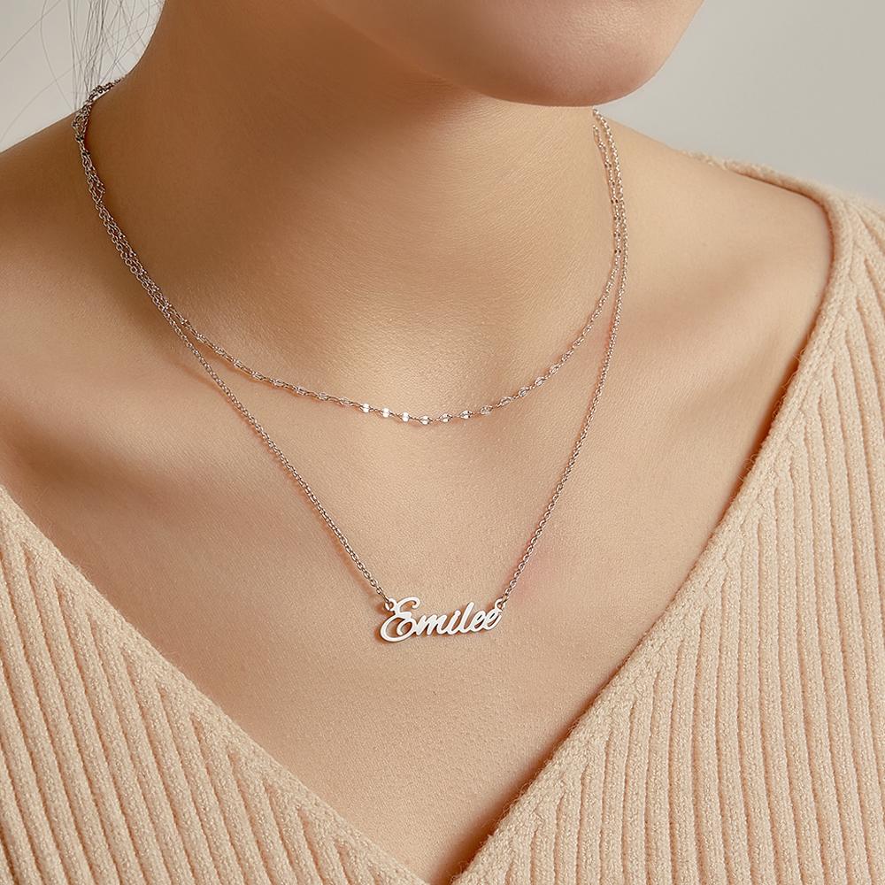 Layered Custom Necklace Personnalized Name Necklace Anniversary Gifts for Her - soufeelmy