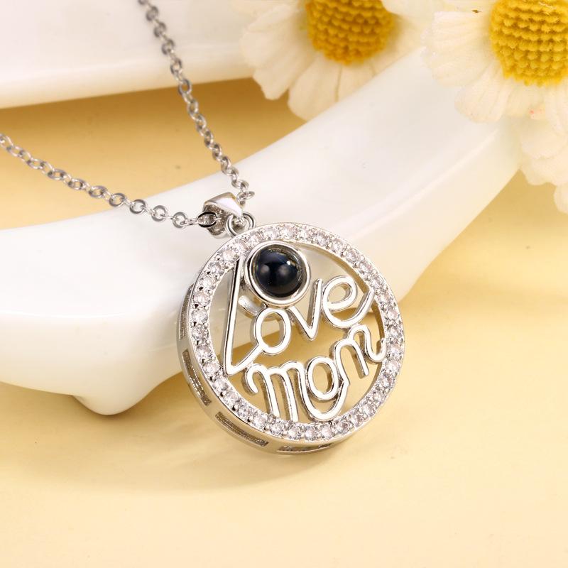Personalized "Love Mom" Circular Projection Necklace Custom Photo Keepsake Mother's Day Gift - soufeelmy