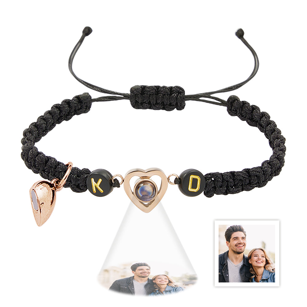 Personalized Braided Photo Projection Magnetic Bracelet Fishtail Rope Couple's Bracelet Gifts for Lover - soufeelmy