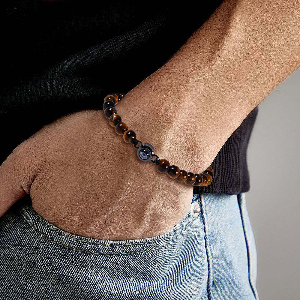 Custom Photo Projection Bracelet Men's Bracelet Jewelry Gift for Boyfriend Husband Dad - soufeelmy