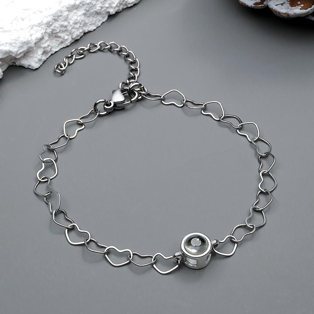 Custom Projection Bracelet Heart Chain Unique Gift for Her - soufeelmy