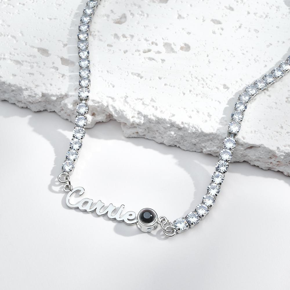 Custom Name Projection Necklace Tennis Chain Simple Gift - soufeelmy