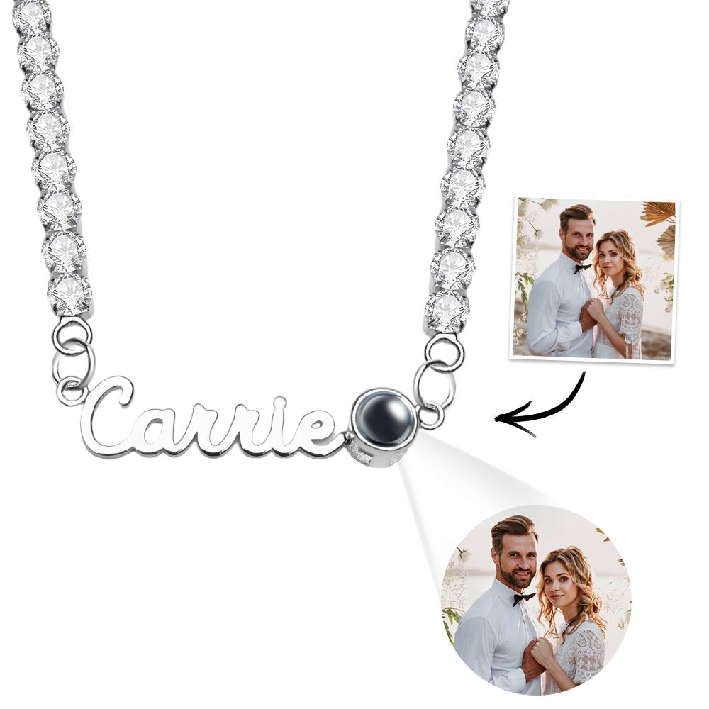 Custom Name Projection Necklace Tennis Chain Simple Gift - soufeelmy