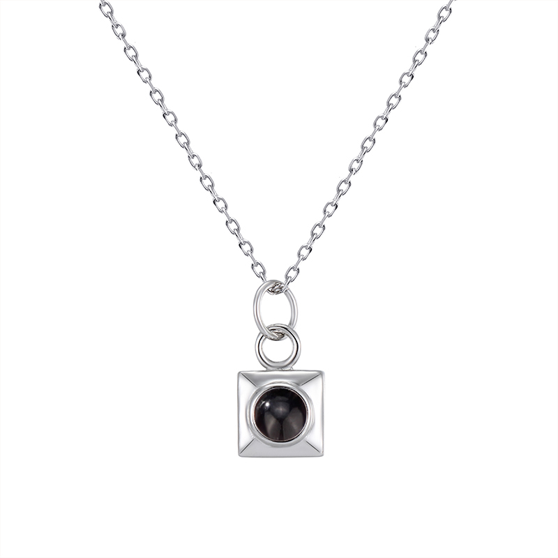 Personalized Projection Picture Necklace With Square Pendant Christmas Gift For Men - soufeelmy