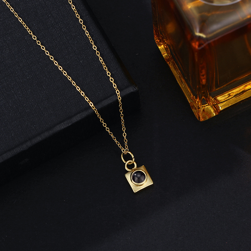 Personalized Projection Picture Necklace With Square Pendant Christmas Gift For Men - soufeelmy