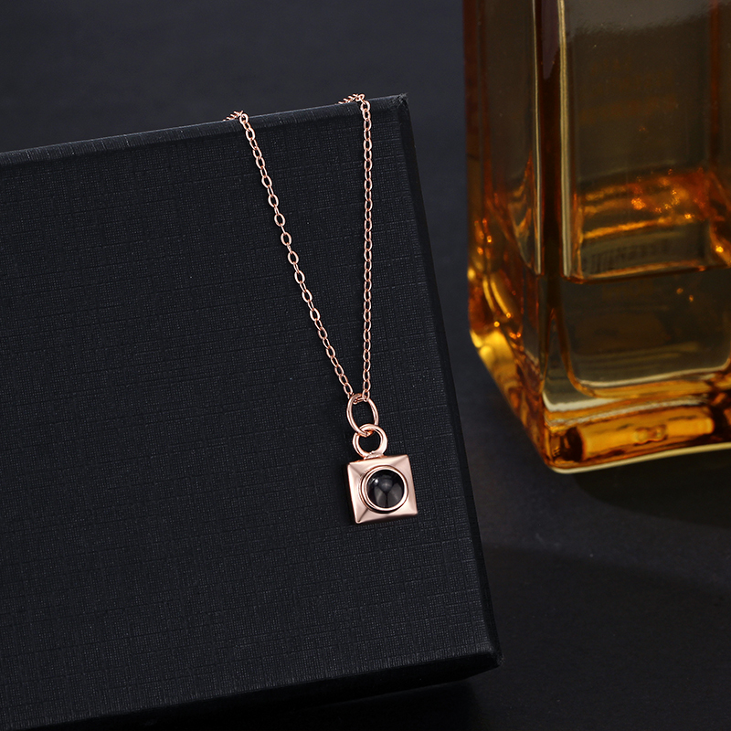 Personalized Projection Picture Necklace With Square Pendant Christmas Gift For Men - soufeelmy