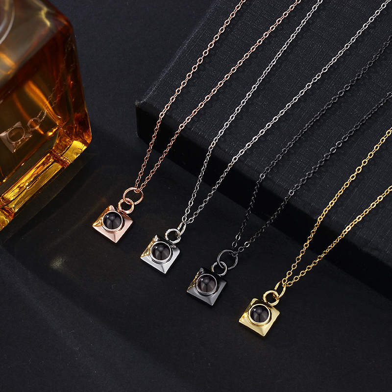 Personalized Projection Picture Necklace With Square Pendant Christmas Gift For Men - soufeelmy