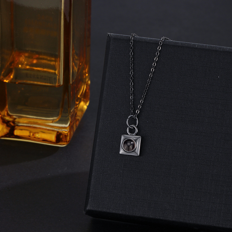 Personalized Projection Picture Necklace With Square Pendant Christmas Gift For Men - soufeelmy