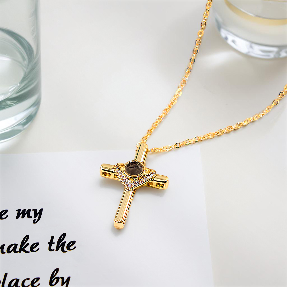 Custom Bible Verse Cross Projection Necklace - soufeelmy