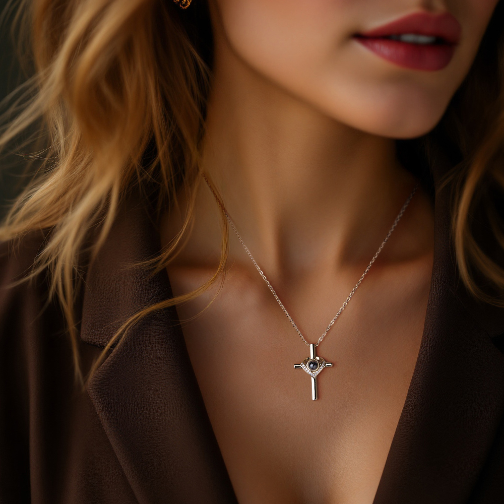 Custom Bible Verse Cross Projection Necklace - soufeelmy