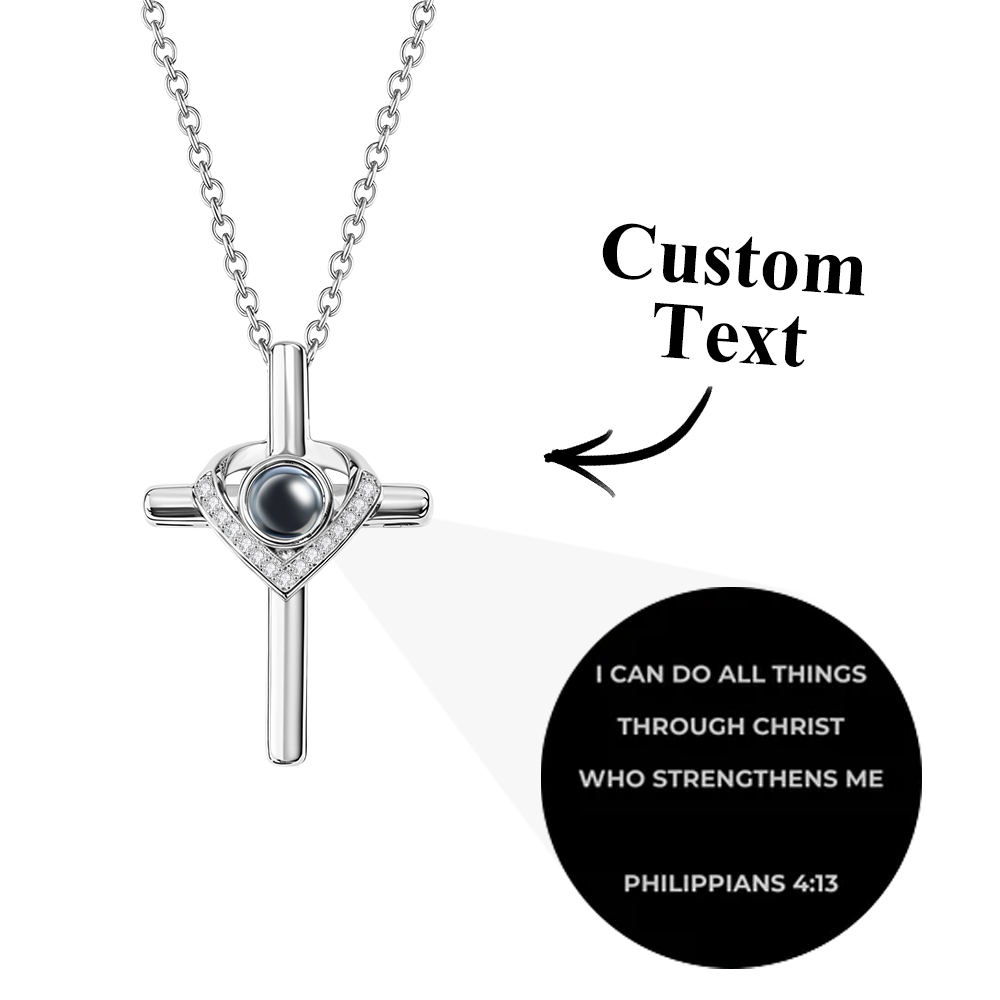 Custom Bible Verse Cross Projection Necklace - soufeelmy