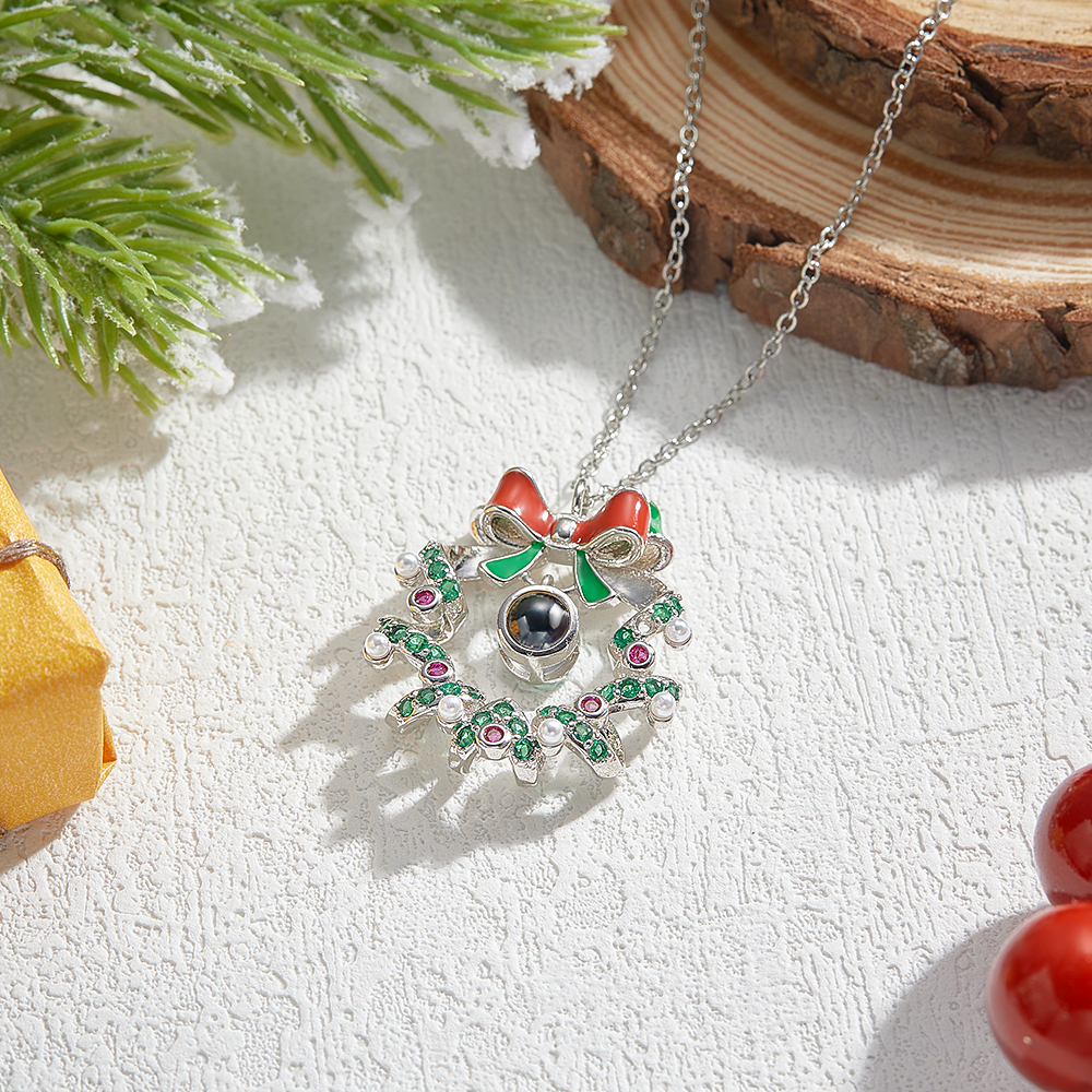 Custom Projection Necklace Christmas Wreath Necklace Gifts for Her Christmas Gifts - soufeelmy