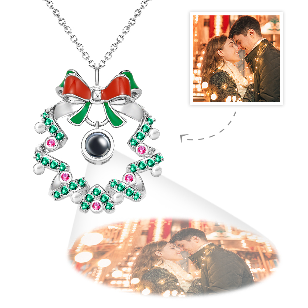 Custom Projection Necklace Christmas Wreath Necklace Gifts for Her Christmas Gifts - soufeelmy