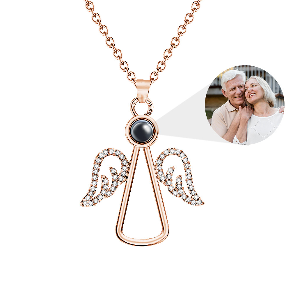 Angel Photo Necklace Personalized Projection Necklace Christmas Gifts - soufeelmy