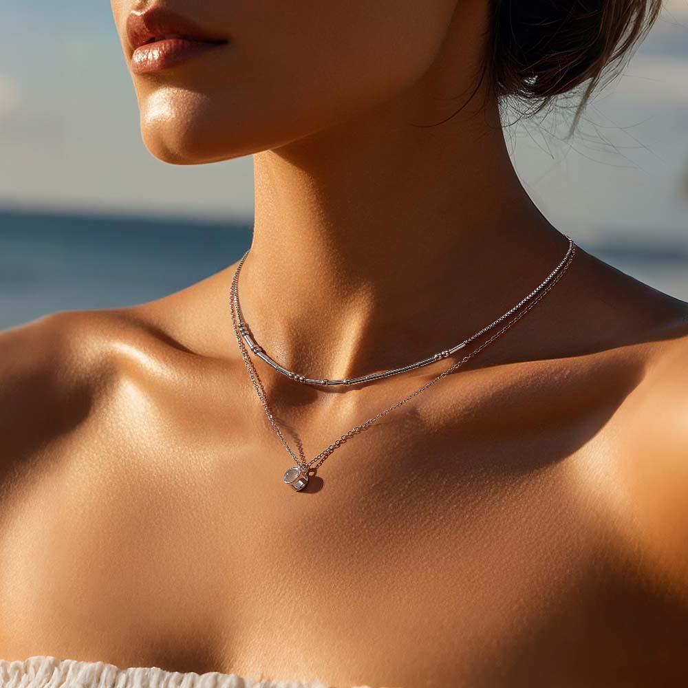 Morse Code Projection Layered Necklace Personalized Necklace Custom Secret Message Gift - soufeelmy