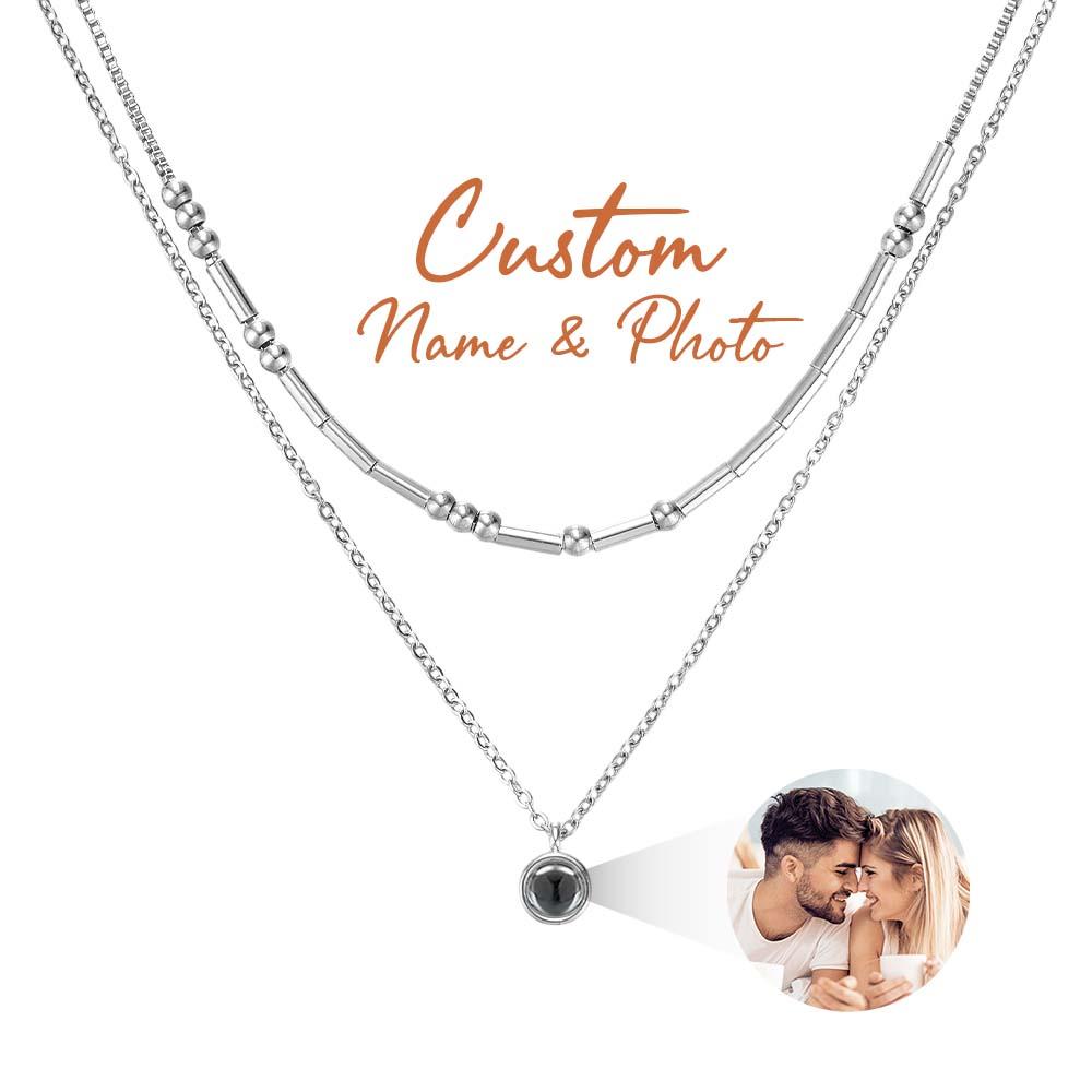 Morse Code Projection Layered Necklace Personalized Necklace Custom Secret Message Gift - soufeelmy