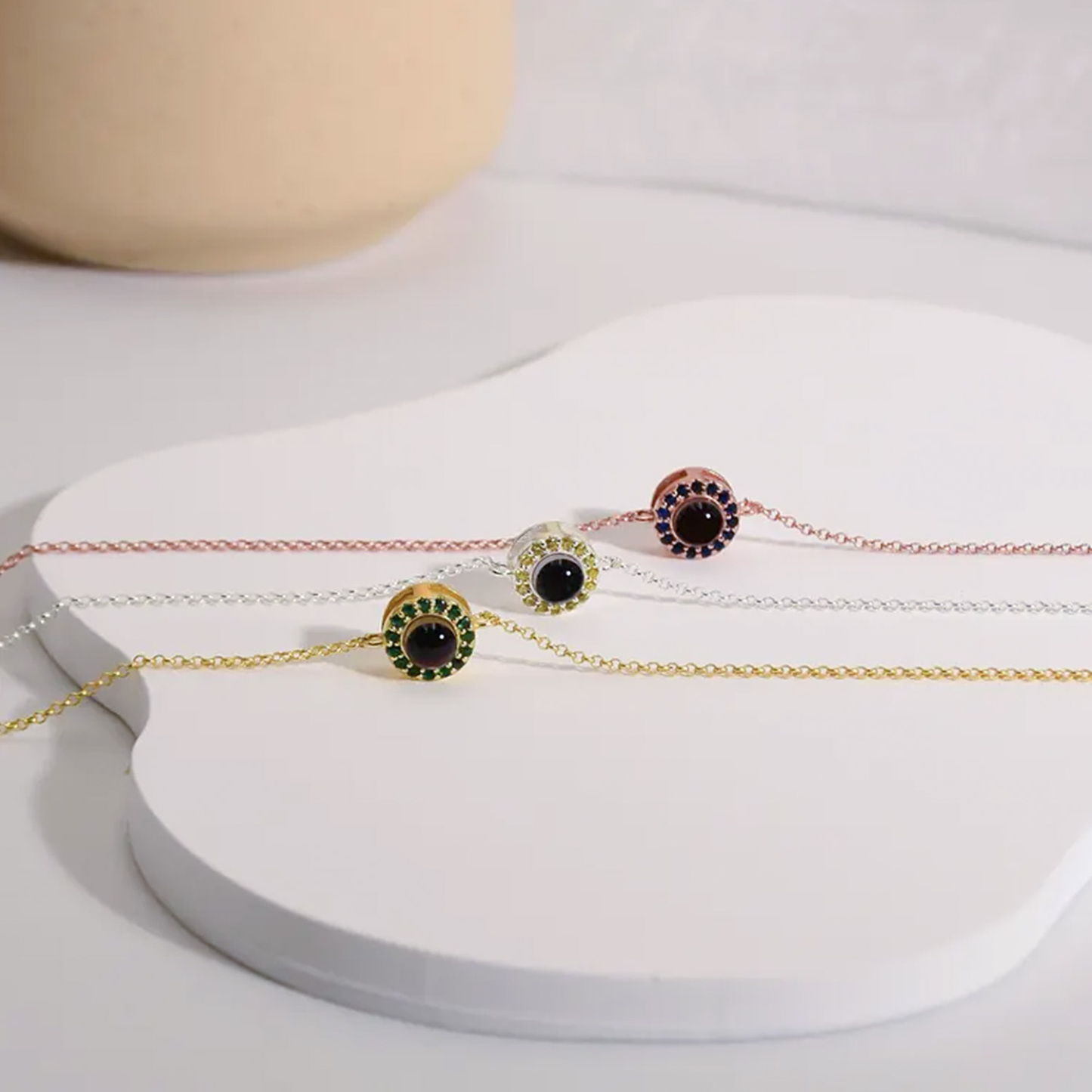 Personalized Photo Projection Bracelet with Birthstone Photo Memorial Bracelet Bubble Bracelet Picture Inside Bracelet Best Friend Gift - soufeelmy