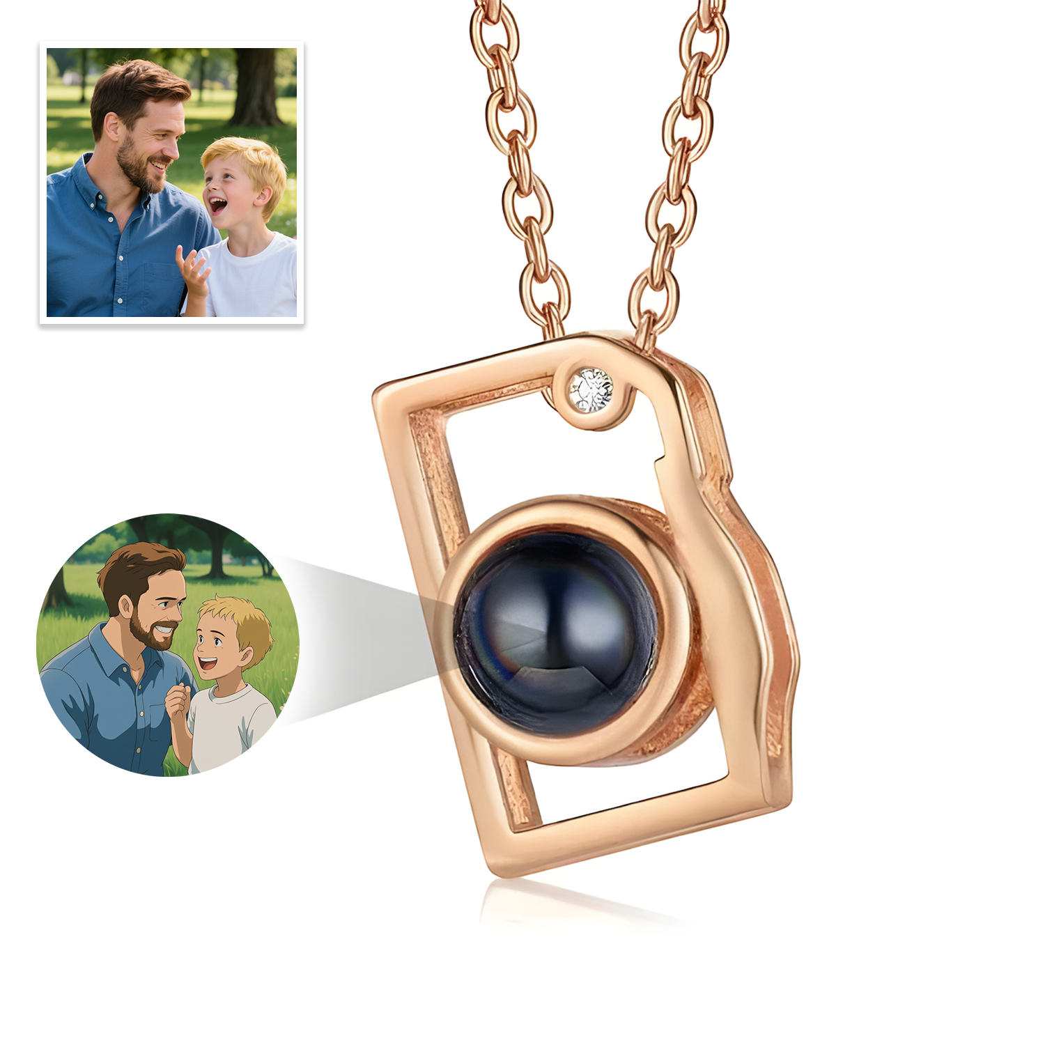 Custom Photo Necklace Cartoon Style Projection Creative Camera Shape Gifts Anniversary Gifts for Her - soufeelmy