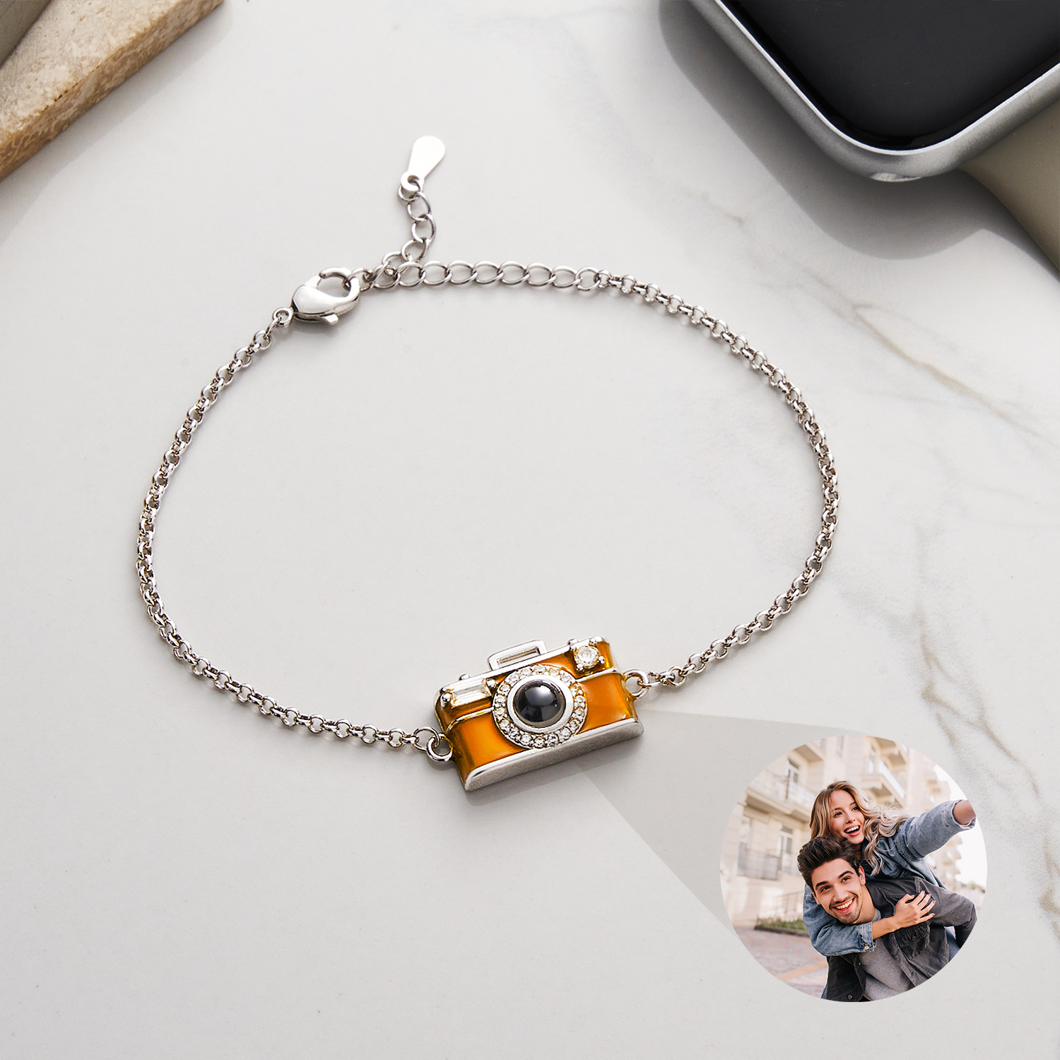 Personalized Photo Bracelet Projection Gem Camera Bracelet Anniversary Gifts for Her - soufeelmy