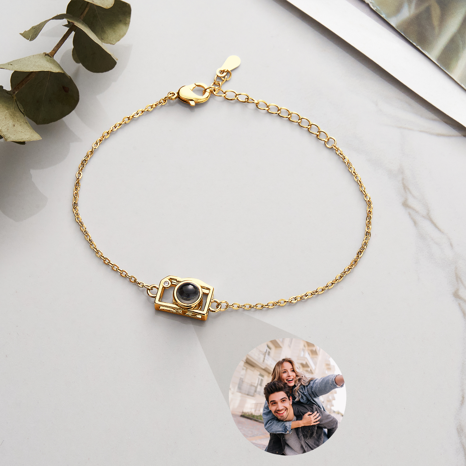 Custom Photo Bracelet Projection Creative Camera Shape Gifts Anniversary Gifts for Her - soufeelmy