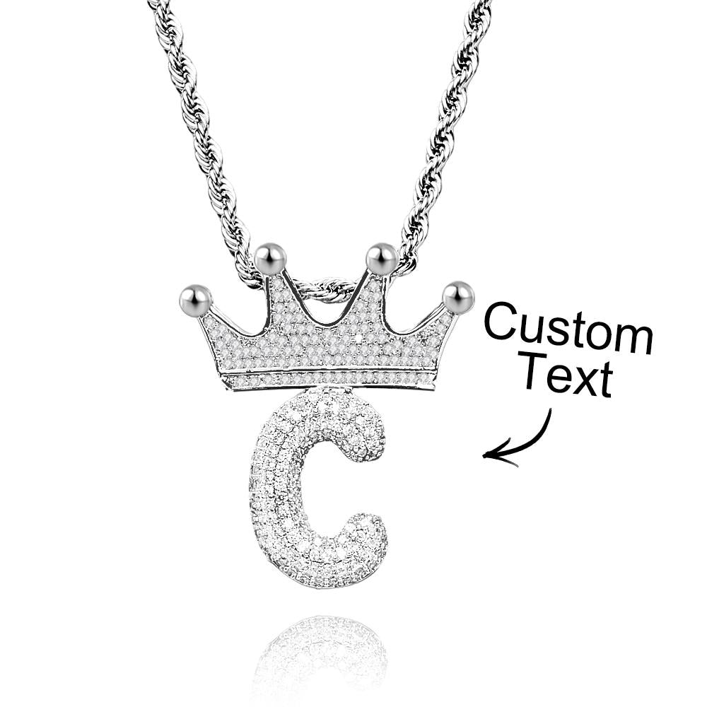 Custom Name Necklace With Crown Trendy Letter Chain Hip Hop Necklace For Men - soufeelmy