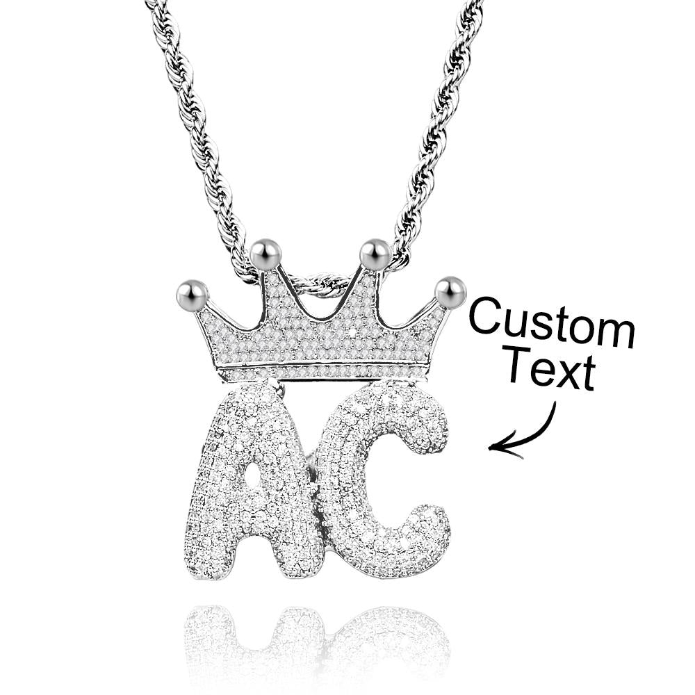 Custom Name Necklace With Crown Trendy Letter Chain Hip Hop Necklace For Men - soufeelmy