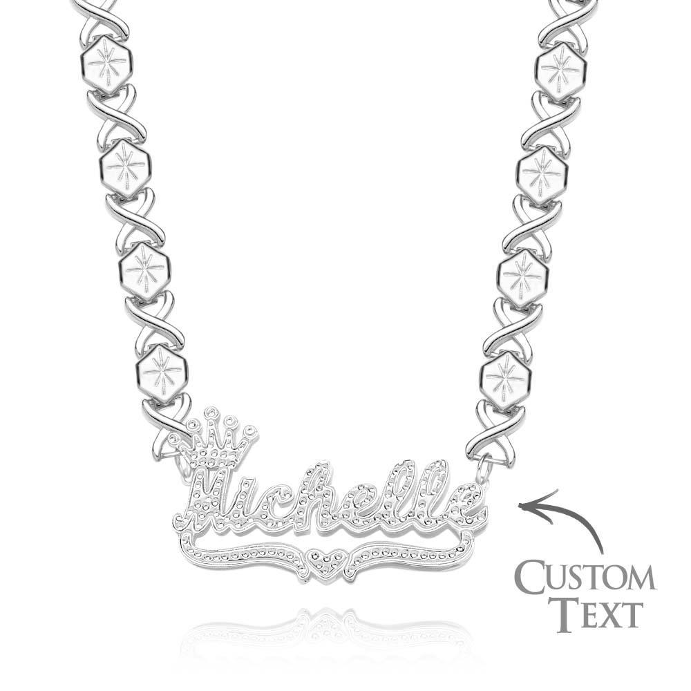 Personalized Hip Hop Name Necklace With Crown Bling Metal Necklace Gifts for Men - soufeelmy