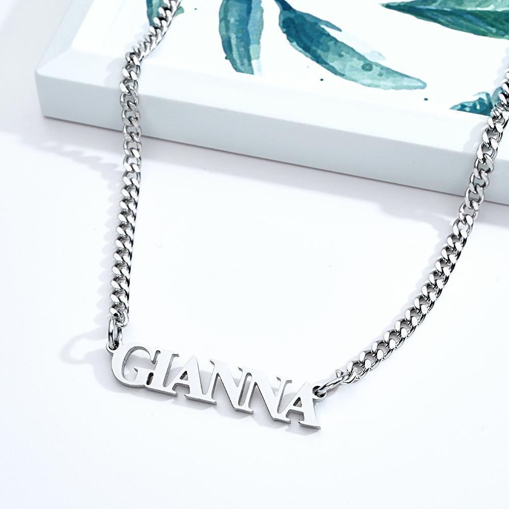 Custom Slanted Minimalist Name Necklace Dainty Couple Gift - soufeelmy