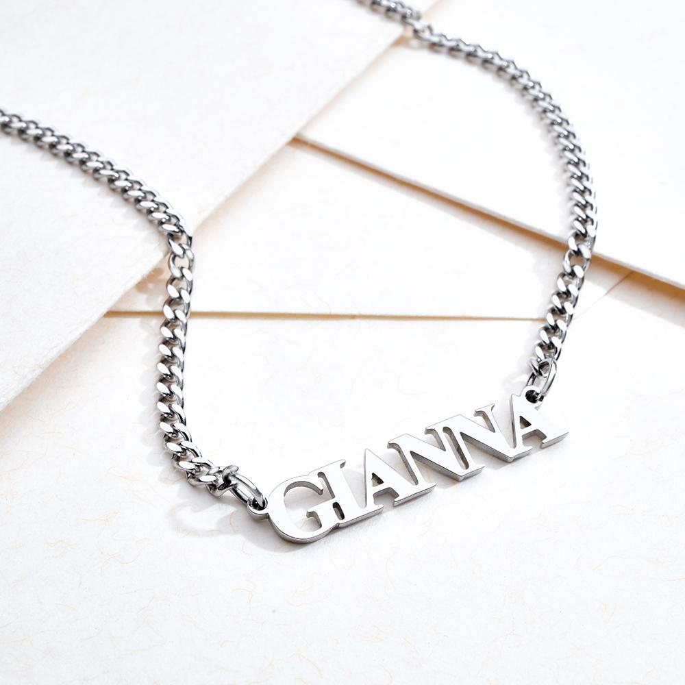 Custom Slanted Minimalist Name Necklace Dainty Couple Gift - soufeelmy