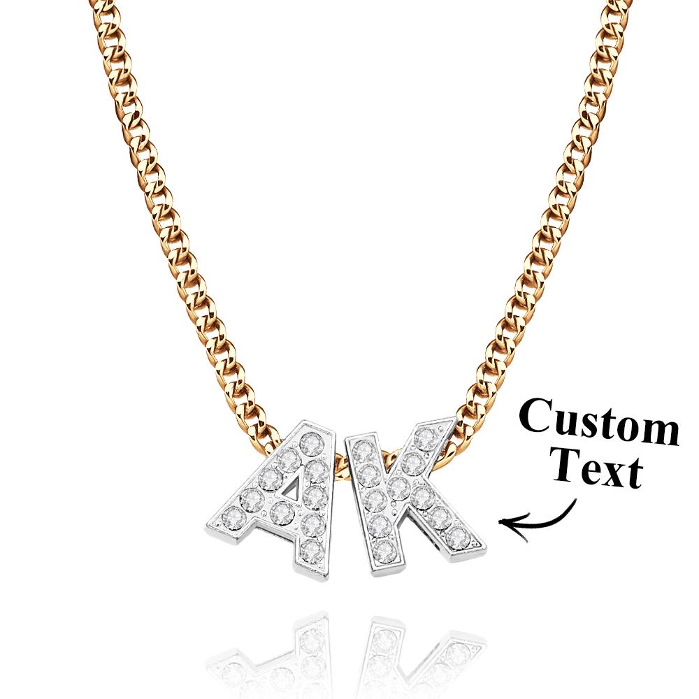 Custom Name Iced Cuban Necklace Trendy Initial Letter Necklace Jewelry Gifts For Her - soufeelmy