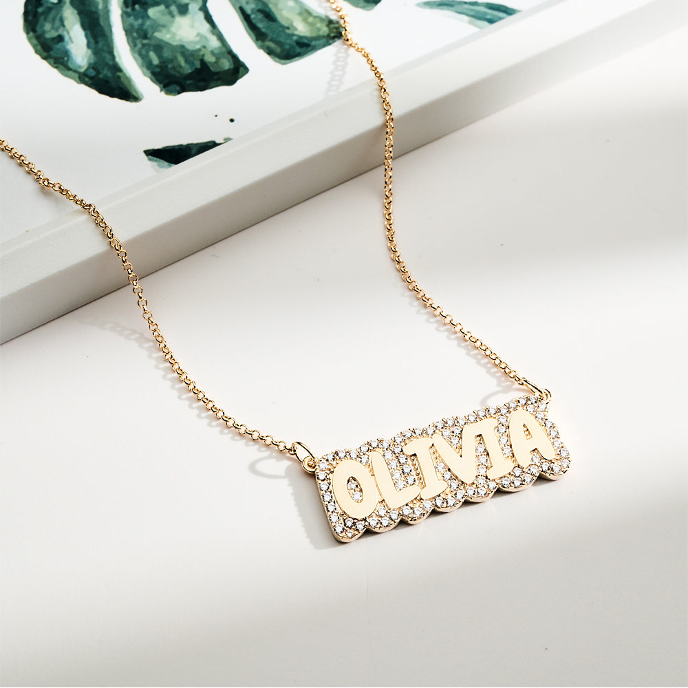 Custom Diamond Name Necklace Bubble Creative Gift - soufeelmy