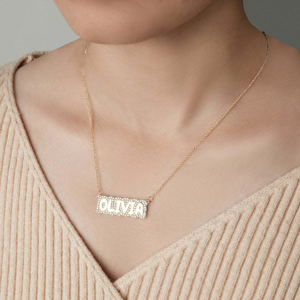 Custom Diamond Name Necklace Bubble Creative Gift - soufeelmy