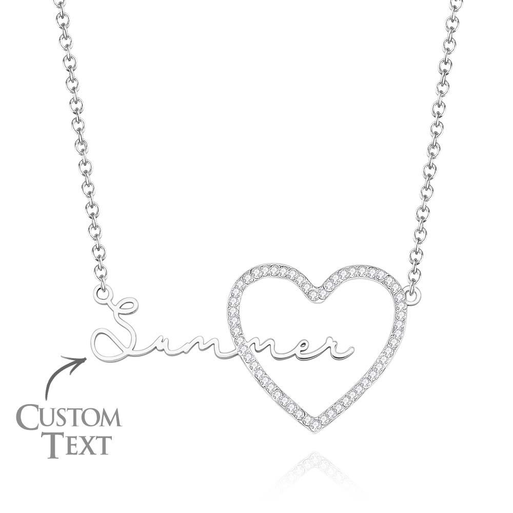 Custom Name Necklace Heart Iced Name Hollow Out Necklace Jewelry Gift For Her - soufeelmy