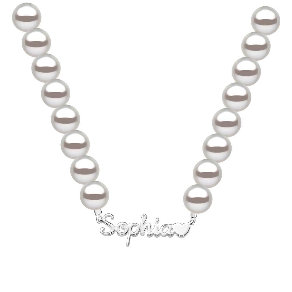Custom Name Pearl Chain Necklace Heart Classic Gift for Her - soufeelmy