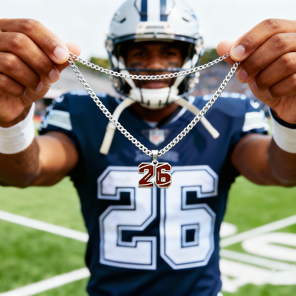 Custom Men's Number Necklace Stainless Steel Sports Pendant for Athletes & Football Lovers Personalized Player Jewelry Gift - soufeelmy