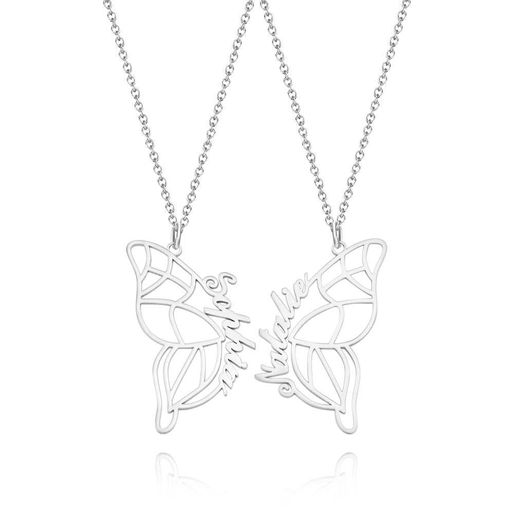 Custom Two Butterfly Necklace Best Friends Set Personalized BFF Necklace for 2 Butterfly Wing Friendship Gift