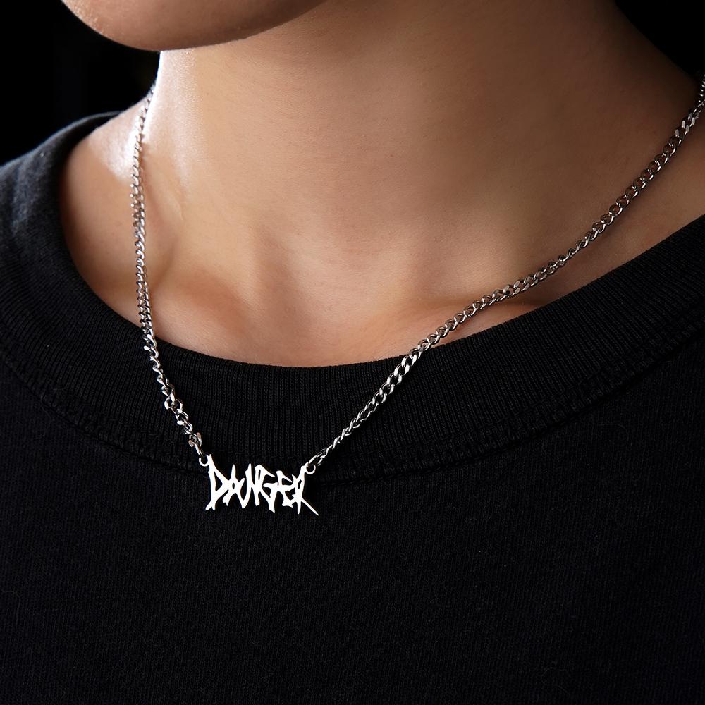 Custom Punk Name Necklace Alphabet Pendant Necklace Gothic Thorn Letter Initial Pendant Necklace - soufeelmy