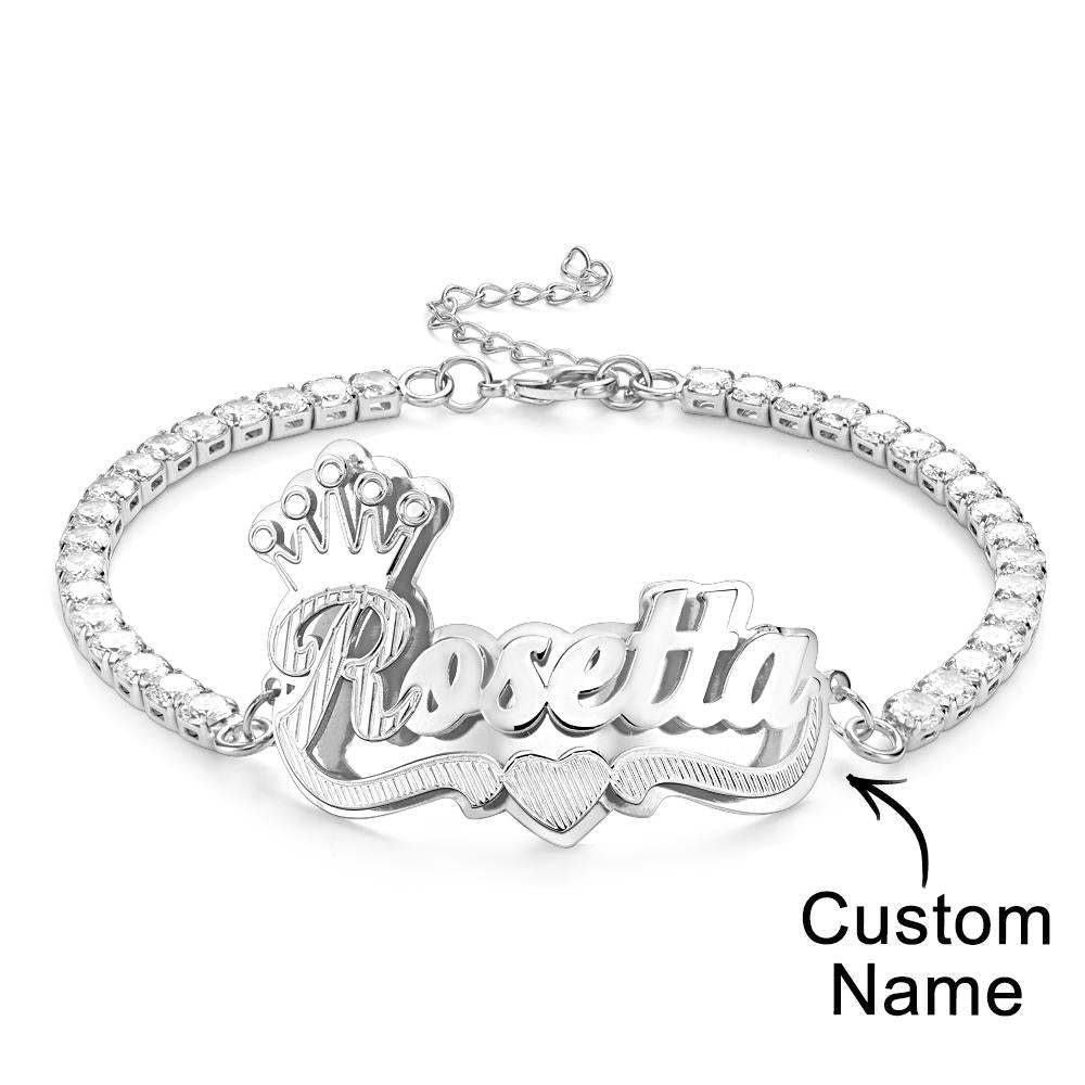 Personalized Hip Hop Name Bracelet With Crown Adjustable Zircon Bracelet Jewelry Gifts For Men - soufeelmy
