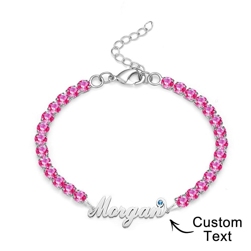 Custom Name Birthstone Tennis Bracelet Trendy All Diamonds Bracelet Gift For Her - soufeelmy