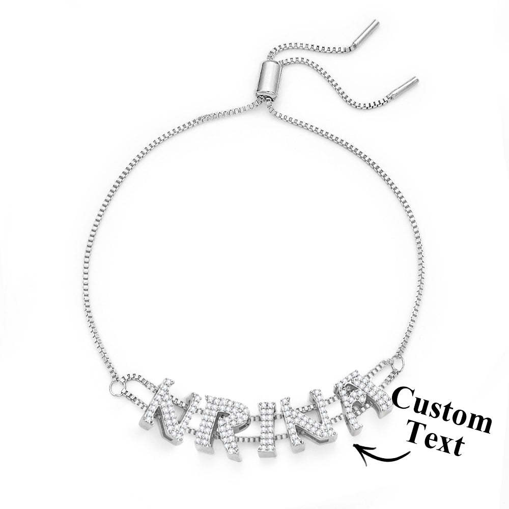 Custom Name Slider Bracelet Personalized Name Bracelet Gift for Her - soufeelmy