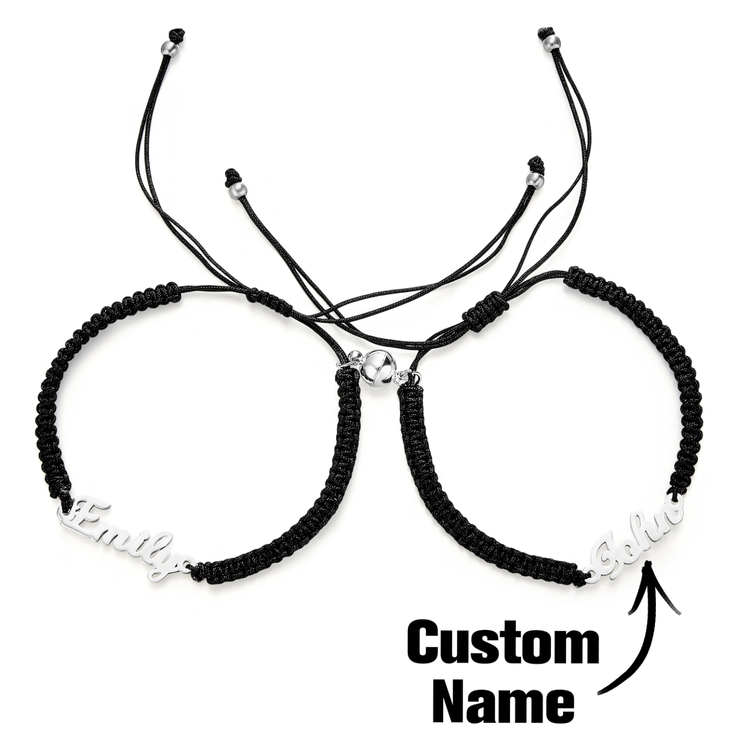 Custom Braided Name Bracelet with Heart Personalized Couple Heart Bracelet Unisex Adjustable Bracelet Couple Gifts - soufeelmy
