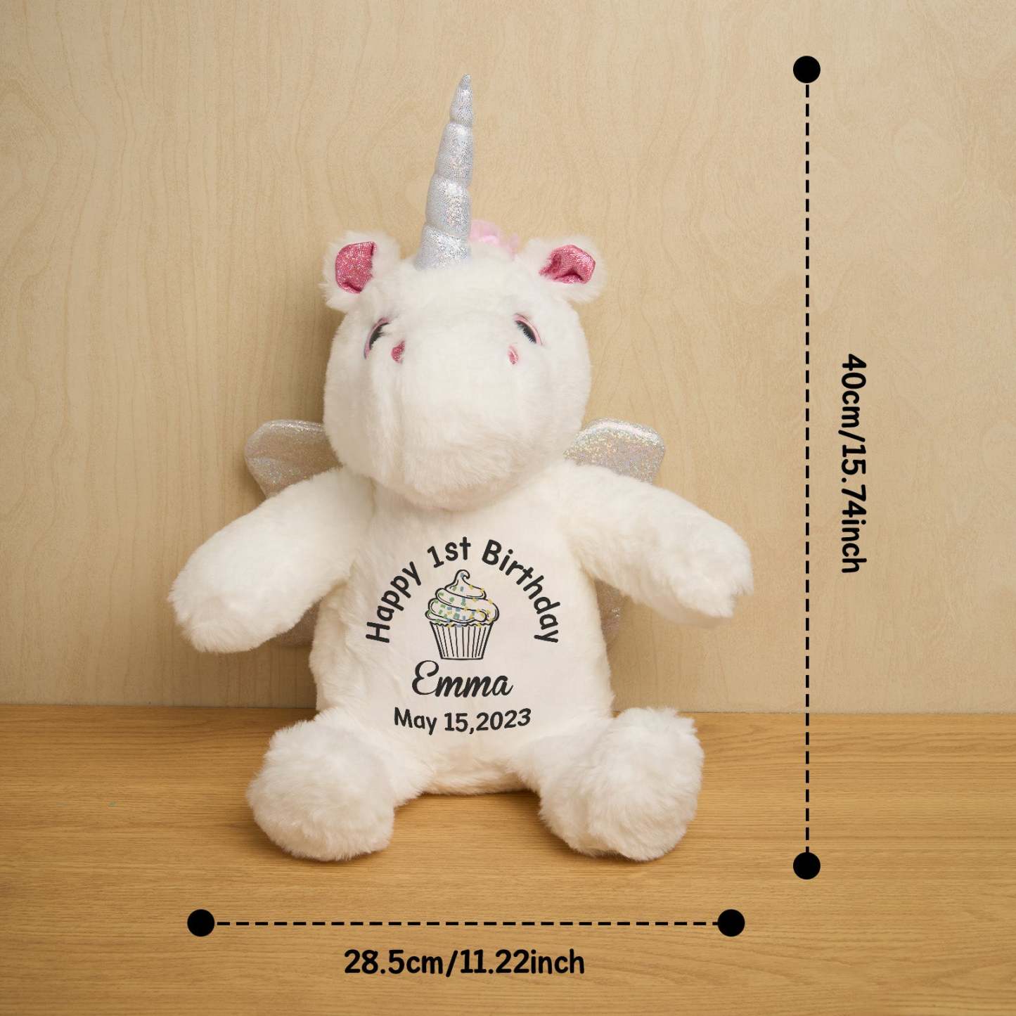 Personalized Unicorn Plush Stuffed Animal Birth Announcement Gift for Baby Shower - soufeelmy