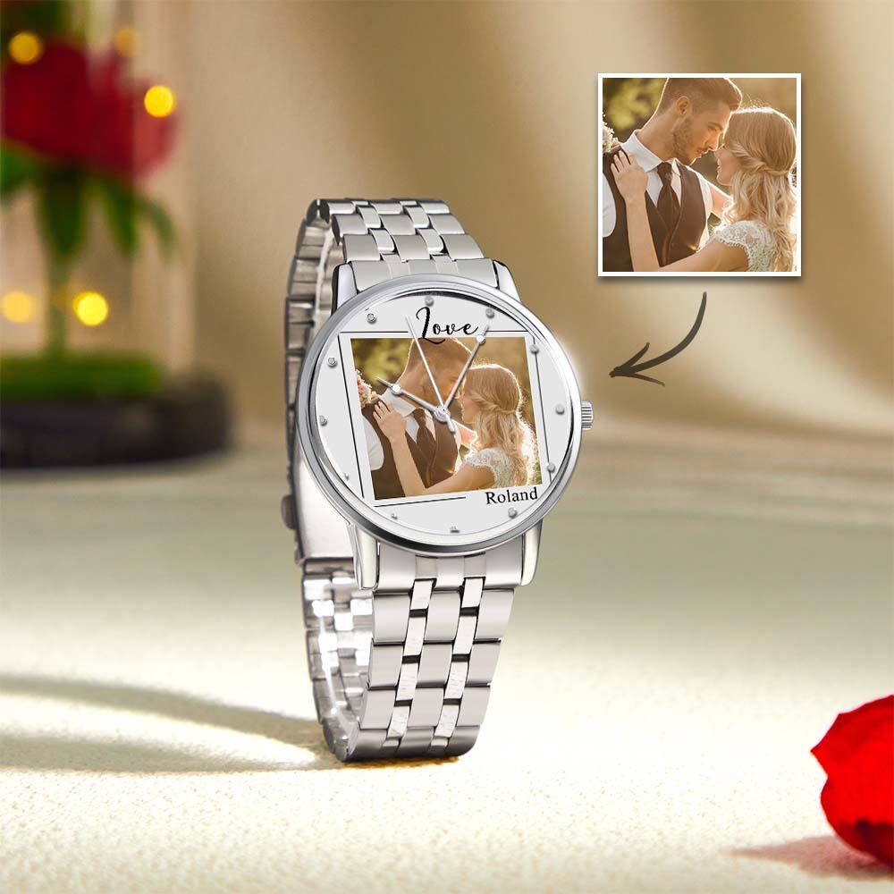 Custom Photo Watch for Men Personalized Engraved Picture Watch for Husband Valentine's Day - soufeelmy