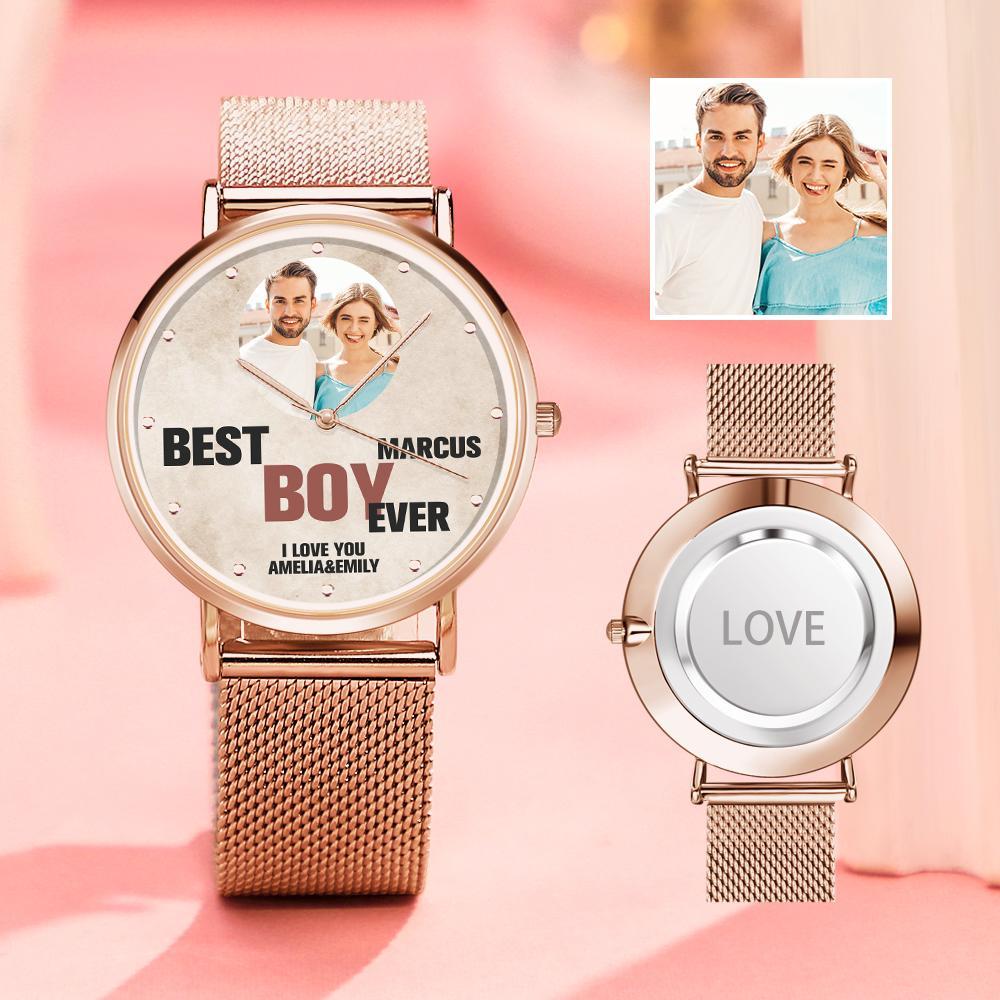 Custom Engraved Photo Watches With Alloy Strap Valentine's Day Gift For Him - soufeelmy