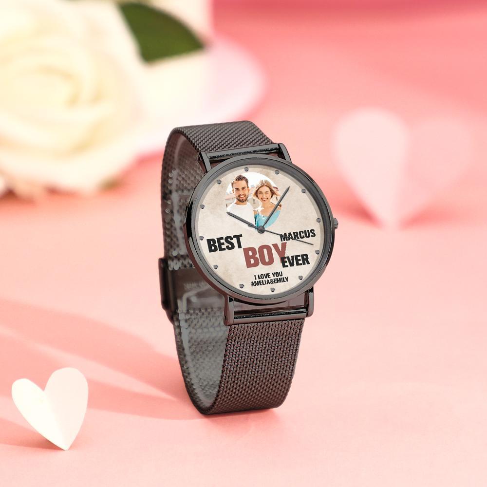 Custom Engraved Photo Watches With Alloy Strap Valentine's Day Gift For Him - soufeelmy