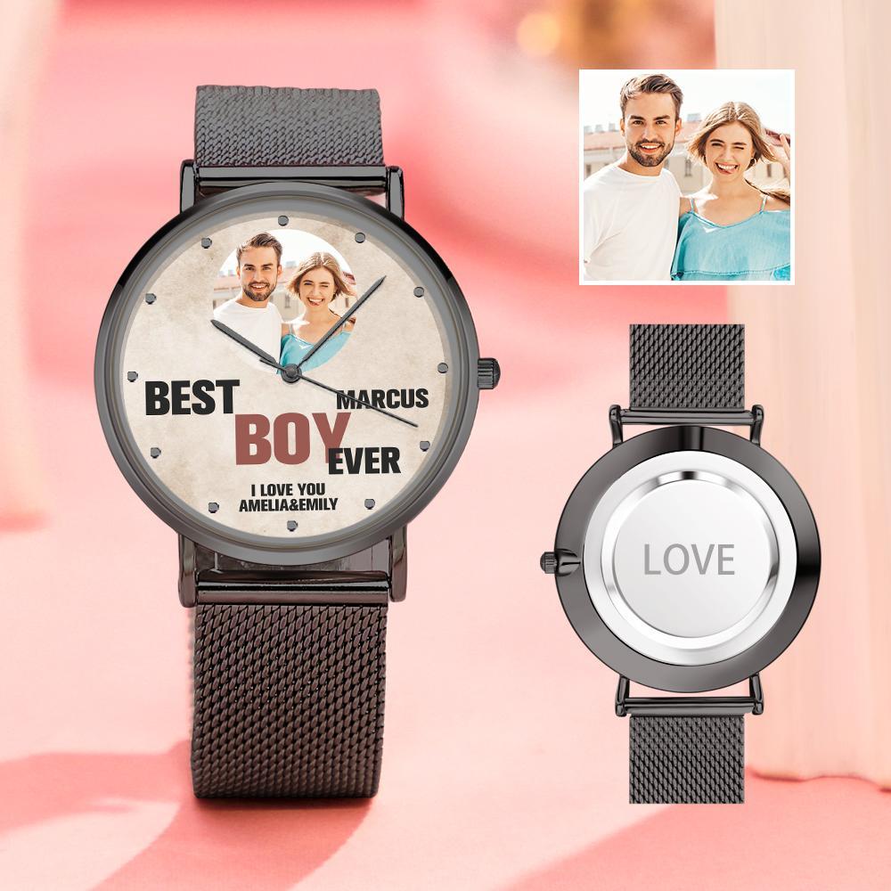 Custom Engraved Photo Watches With Alloy Strap Valentine's Day Gift For Him - soufeelmy