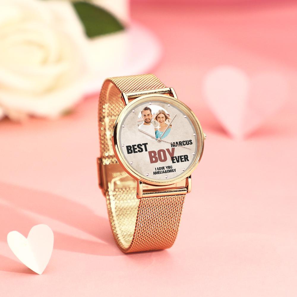 Custom Engraved Photo Watches With Alloy Strap Valentine's Day Gift For Him - soufeelmy