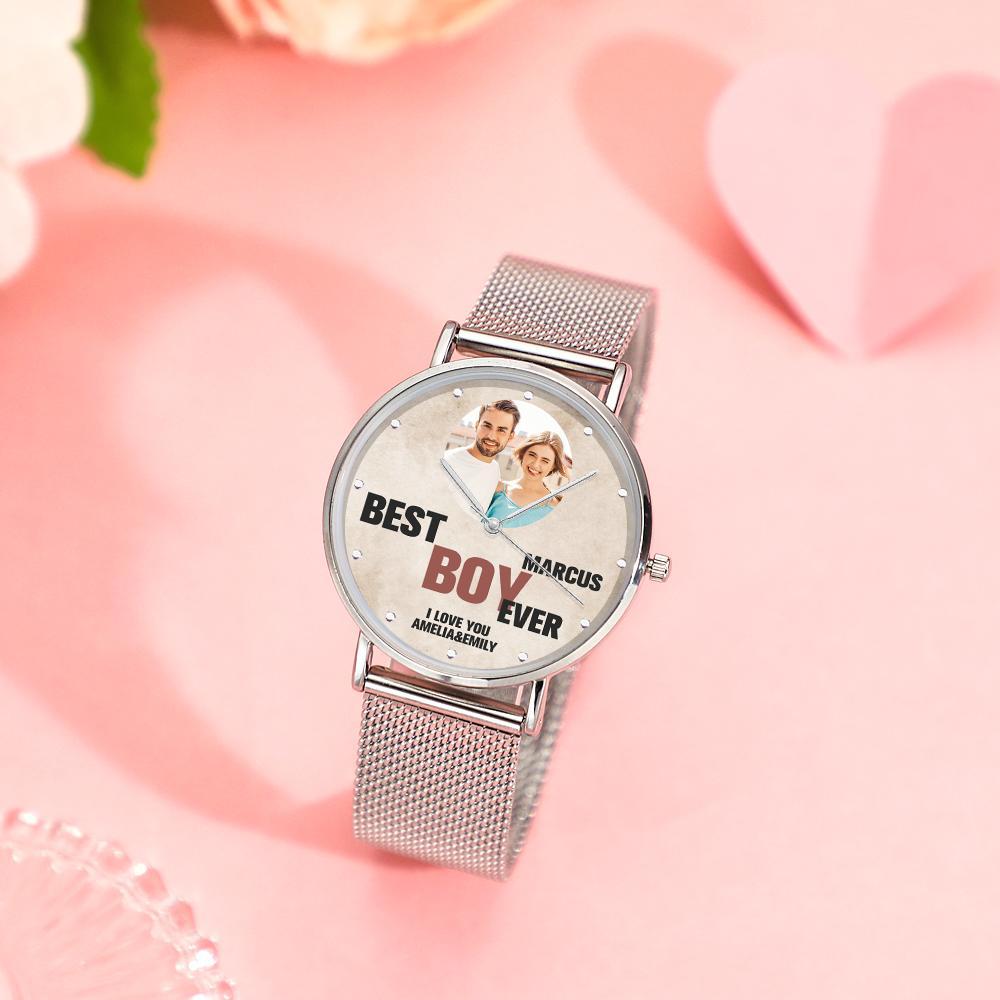 Custom Engraved Photo Watches With Alloy Strap Valentine's Day Gift For Him - soufeelmy